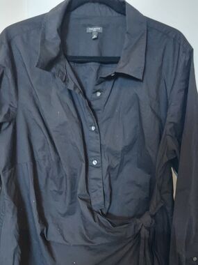 Talbots Black Long-Sleeve Wrap Blouse